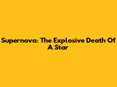 Supernova: The Explosive Death Of A Star
