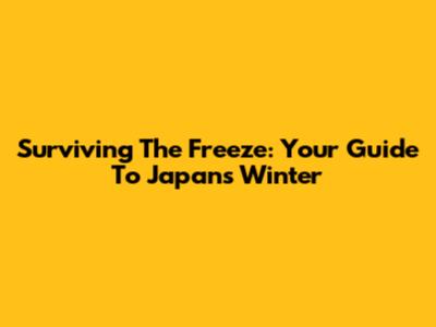 Surviving The Freeze: Your Guide To Japan's Winter