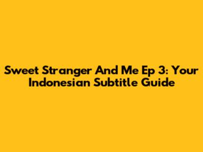 Sweet Stranger And Me Ep 3: Your Indonesian Subtitle Guide