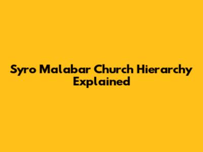 Syro Malabar Church Hierarchy Explained