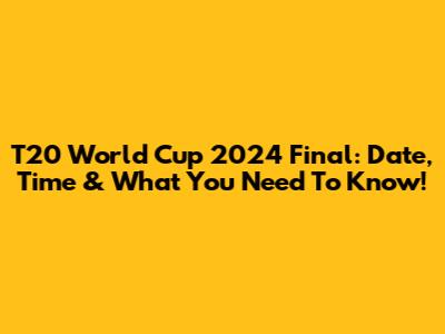 T20 World Cup 2024 Final: Date, Time & What You Need To Know!