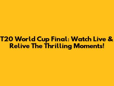 T20 World Cup Final: Watch Live & Relive The Thrilling Moments!