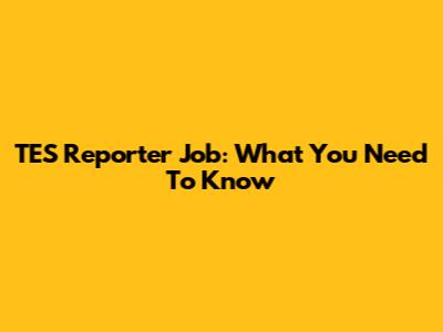 TES Reporter Job: What You Need To Know