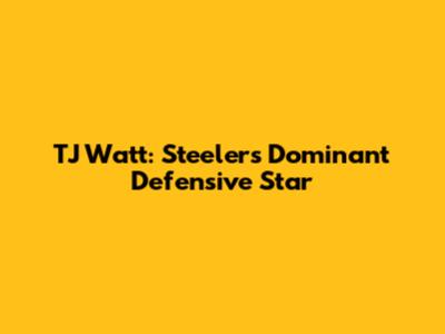 TJ Watt: Steelers' Dominant Defensive Star