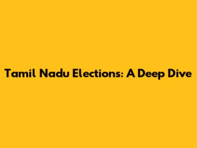 Tamil Nadu Elections: A Deep Dive