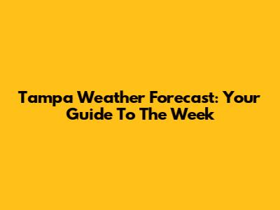 Tampa Weather Forecast: Your Guide To The Week