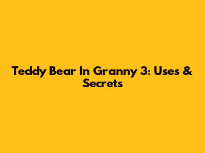 Teddy Bear In Granny 3: Uses & Secrets