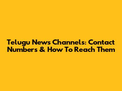 Telugu News Channels: Contact Numbers & How To Reach Them