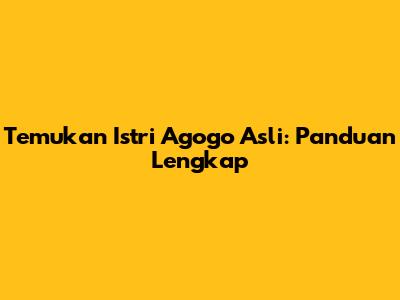 Temukan Istri Agogo Asli: Panduan Lengkap