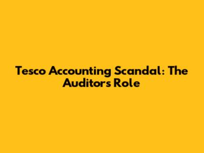 Tesco Accounting Scandal: The Auditor's Role