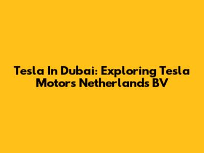 Tesla In Dubai: Exploring Tesla Motors Netherlands BV