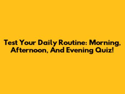 Test Your Daily Routine: Morning, Afternoon, And Evening Quiz!