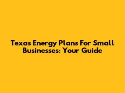 Texas Energy Plans For Small Businesses: Your Guide