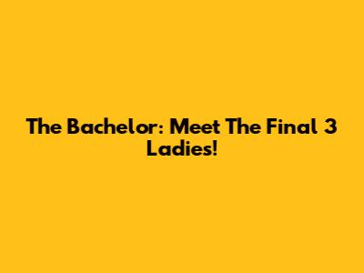 The Bachelor: Meet The Final 3 Ladies!