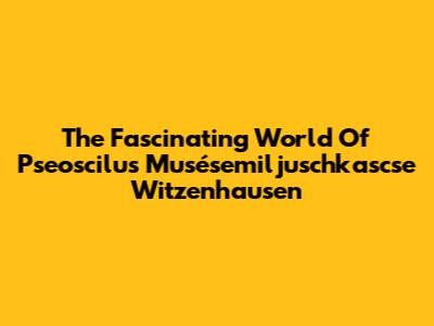 The Fascinating World Of Pseoscilus Musésemiljuschkascse Witzenhausen