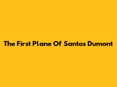 The First Plane Of Santos Dumont