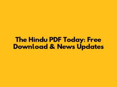 The Hindu PDF Today: Free Download & News Updates