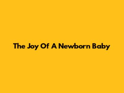 The Joy Of A Newborn Baby