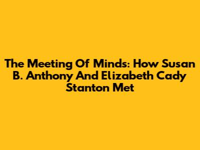 The Meeting Of Minds: How Susan B. Anthony And Elizabeth Cady Stanton Met
