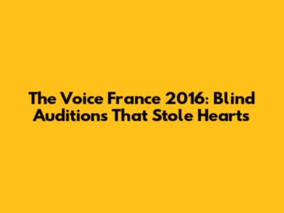 The Voice France 2016: Blind Auditions That Stole Hearts
