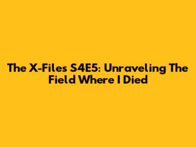The X-Files S4E5: Unraveling 'The Field Where I Died'