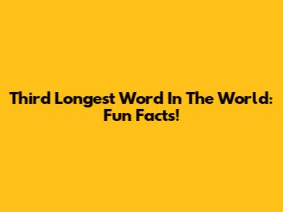 Third Longest Word In The World: Fun Facts!