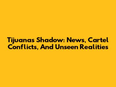 Tijuana's Shadow: News, Cartel Conflicts, And Unseen Realities