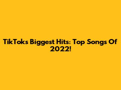 TikTok's Biggest Hits: Top Songs Of 2022!