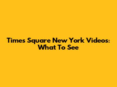 Times Square New York Videos: What To See