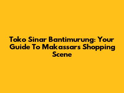 Toko Sinar Bantimurung: Your Guide To Makassar's Shopping Scene
