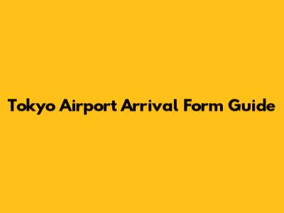 Tokyo Airport Arrival Form Guide