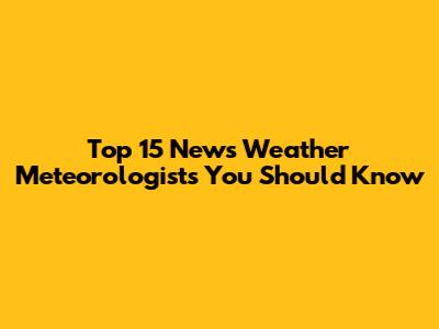 Top 15 News Weather Meteorologists You Should Know