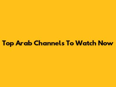 Top Arab Channels To Watch Now