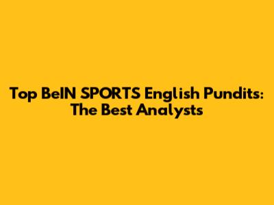 Top BeIN SPORTS English Pundits: The Best Analysts