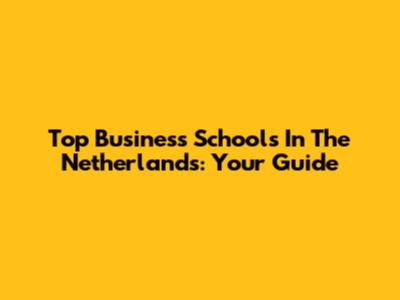 Top Business Schools In The Netherlands: Your Guide