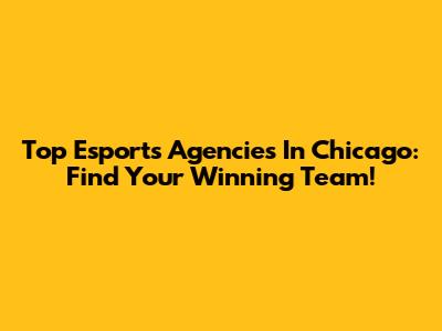 Top Esports Agencies In Chicago: Find Your Winning Team!