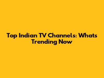 Top Indian TV Channels: What's Trending Now