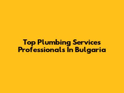 Top Plumbing Services Professionals In Bulgaria