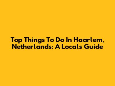 Top Things To Do In Haarlem, Netherlands: A Local's Guide
