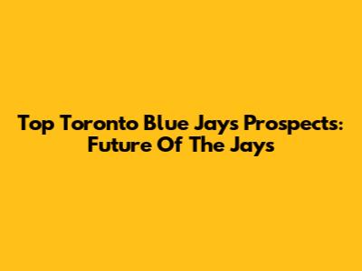Top Toronto Blue Jays Prospects: Future Of The Jays