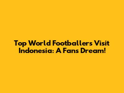 Top World Footballers Visit Indonesia: A Fan's Dream!