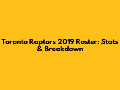 Toronto Raptors 2019 Roster: Stats & Breakdown