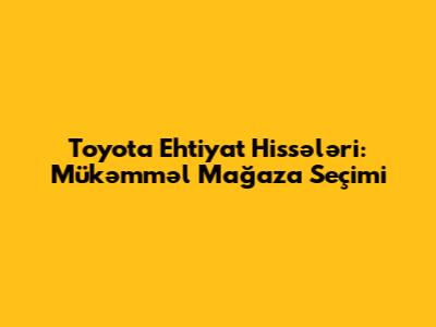 Toyota Ehtiyat Hissələri: Mükəmməl Mağaza Seçimi