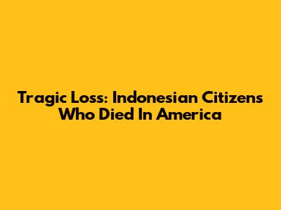 Tragic Loss: Indonesian Citizens Who Died In America
