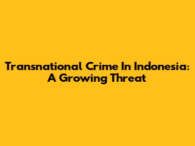 Transnational Crime In Indonesia: A Growing Threat