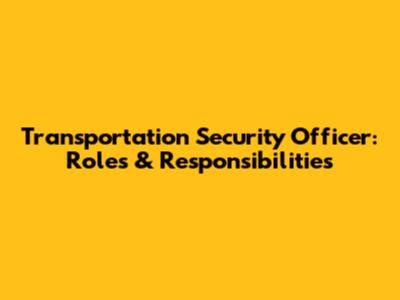 Transportation Security Officer: Roles & Responsibilities