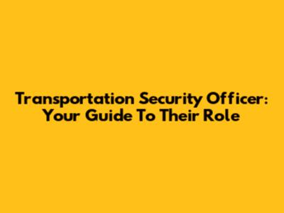 Transportation Security Officer: Your Guide To Their Role