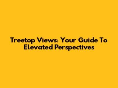 Treetop Views: Your Guide To Elevated Perspectives
