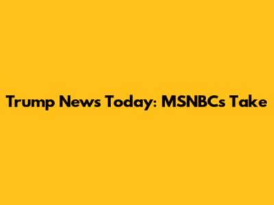 Trump News Today: MSNBC's Take