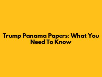 Trump Panama Papers: What You Need To Know